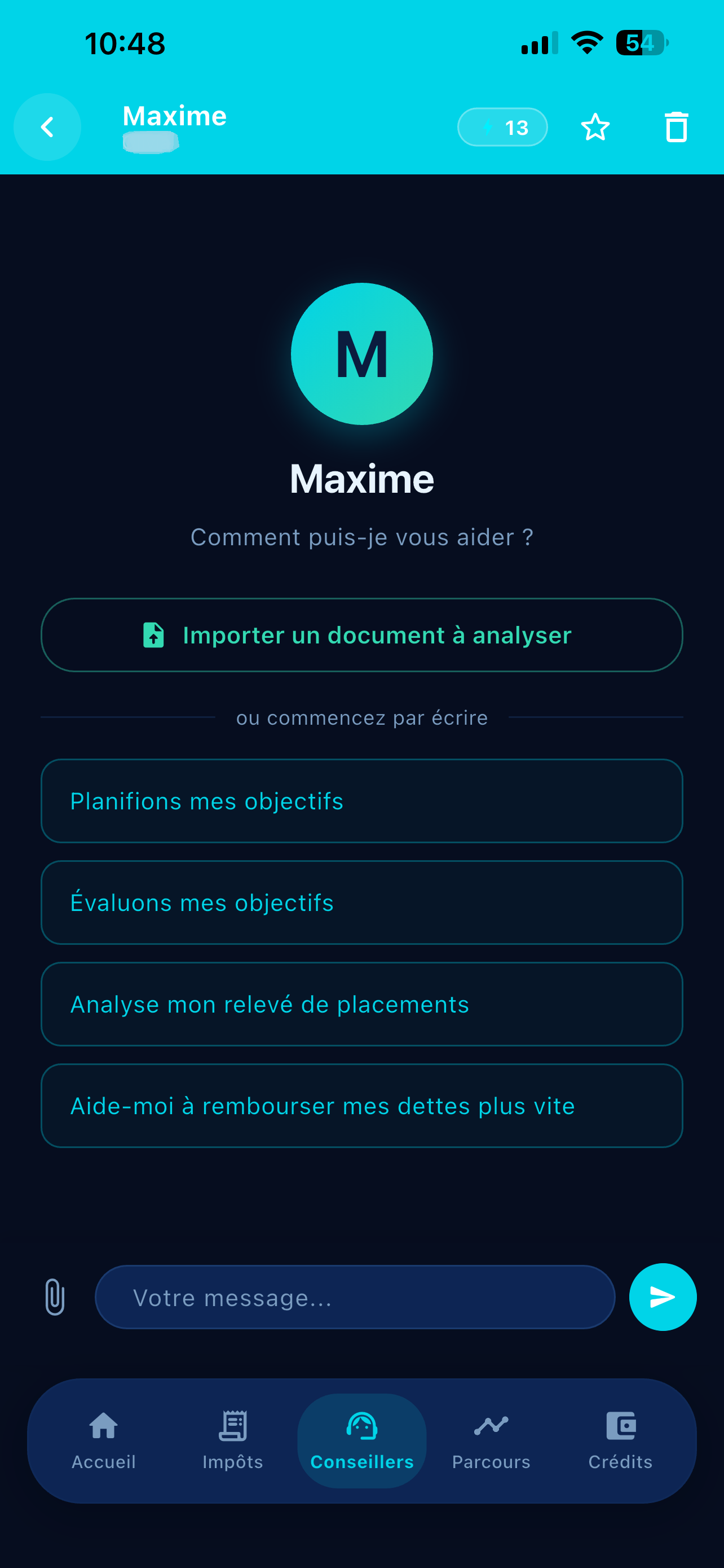 Maxime, planificateur financier Nora