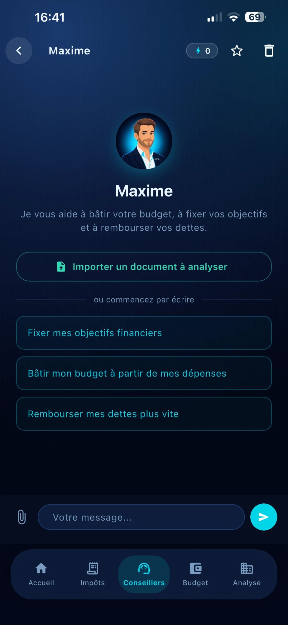 Maxime, planificateur financier Nora